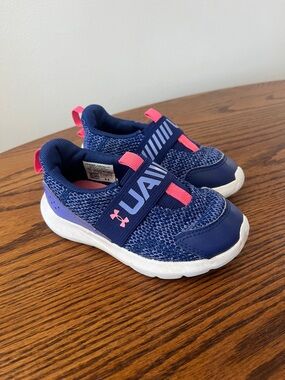 Under Armour Navy and Pink Kids Slip-On Sneakers